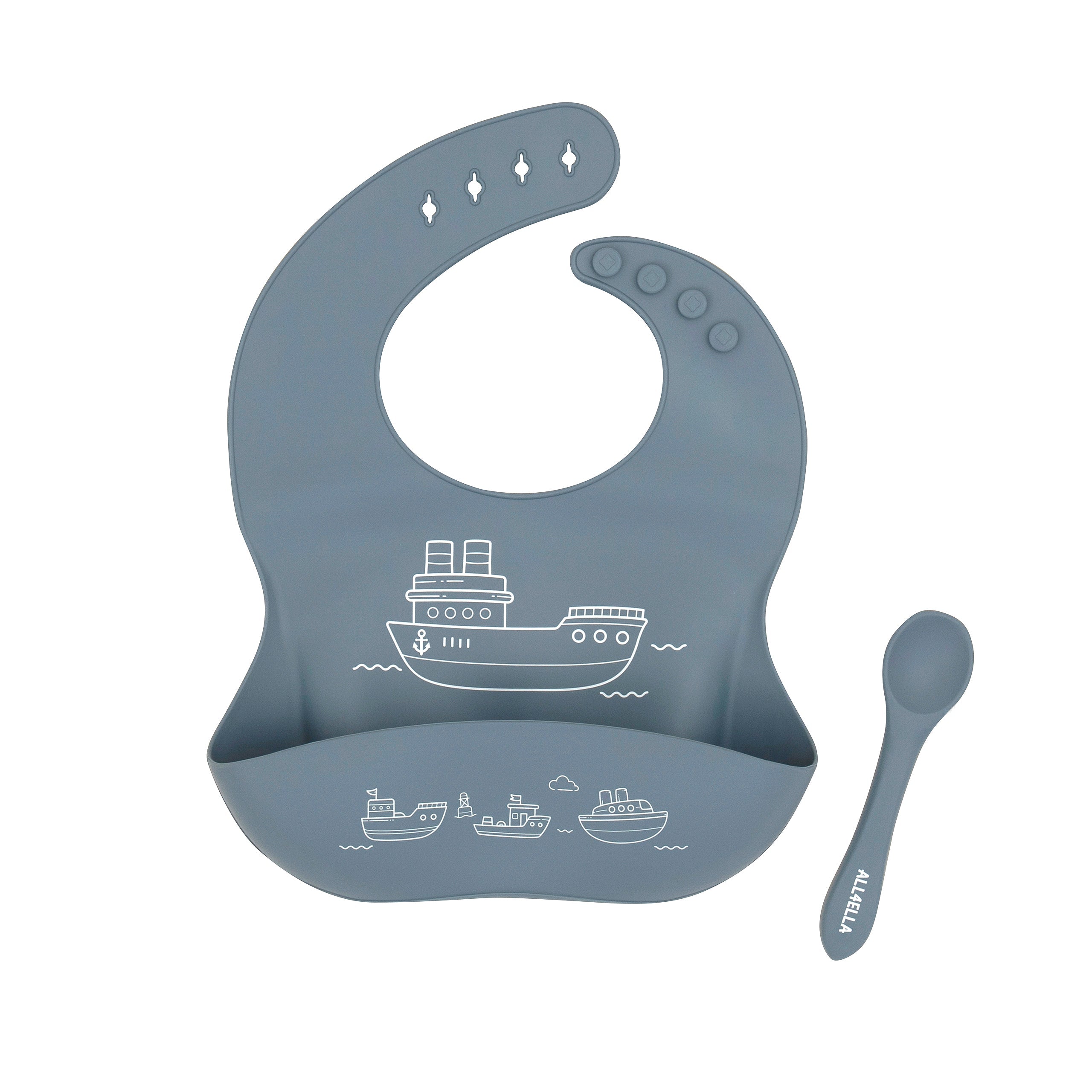 All4Ella Silicone Catch Bib &#038; Spoon