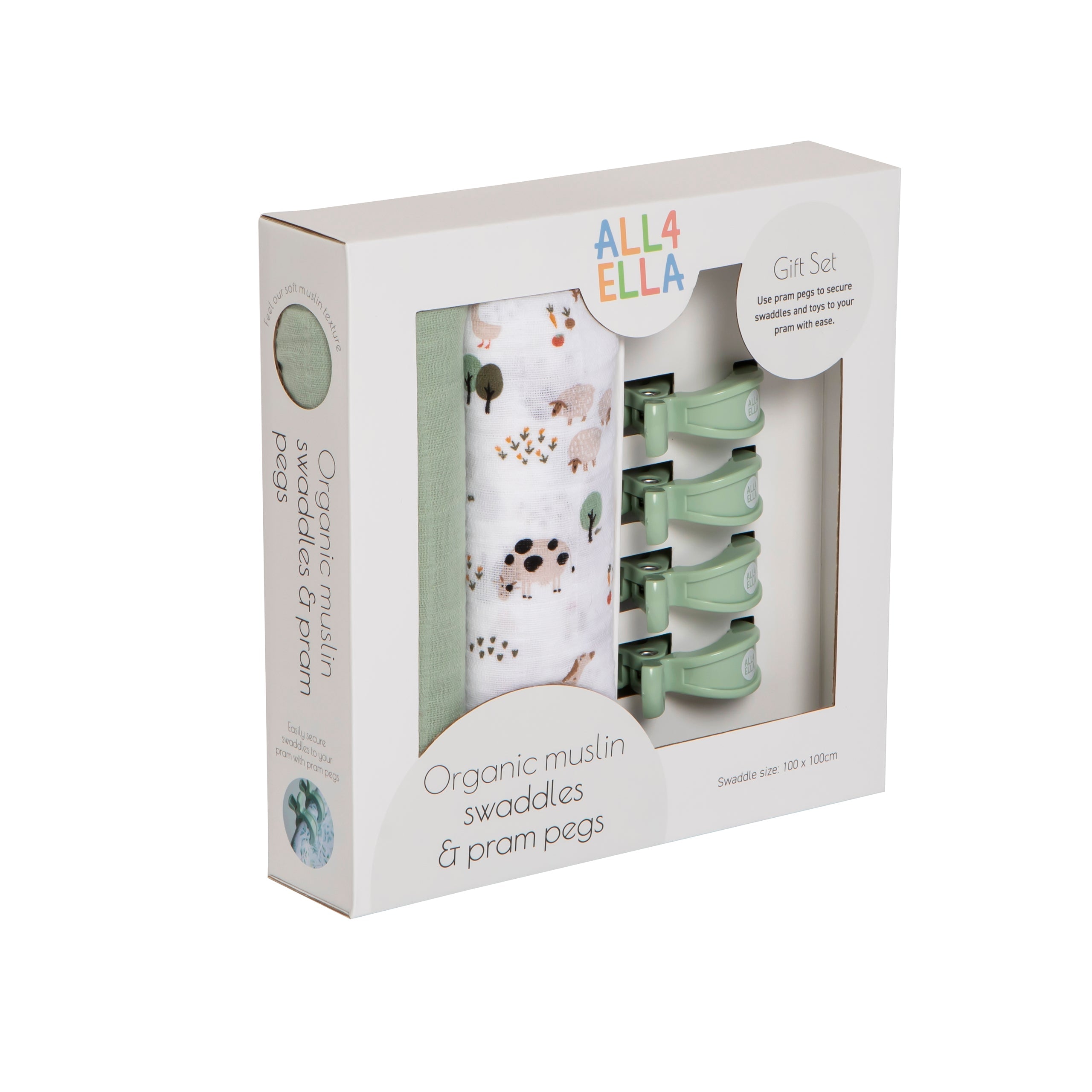 All4ella Organic Swaddles &#038; Pegs Gift Set