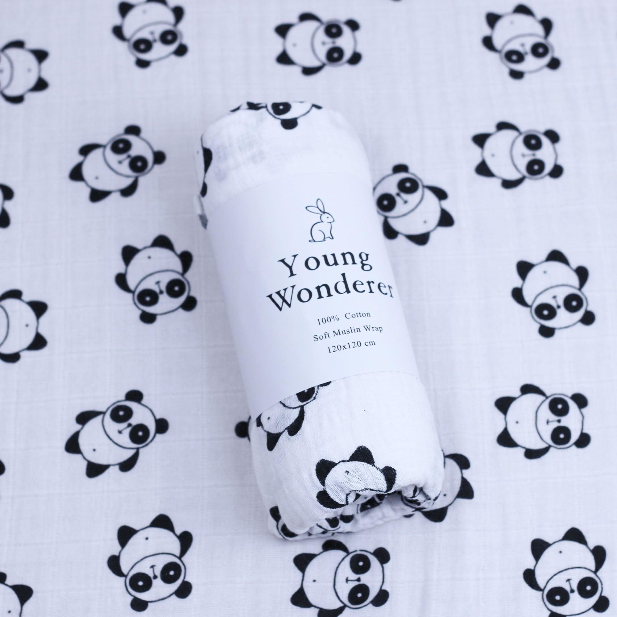Young Wonderer Organic Muslin Wrap Panda