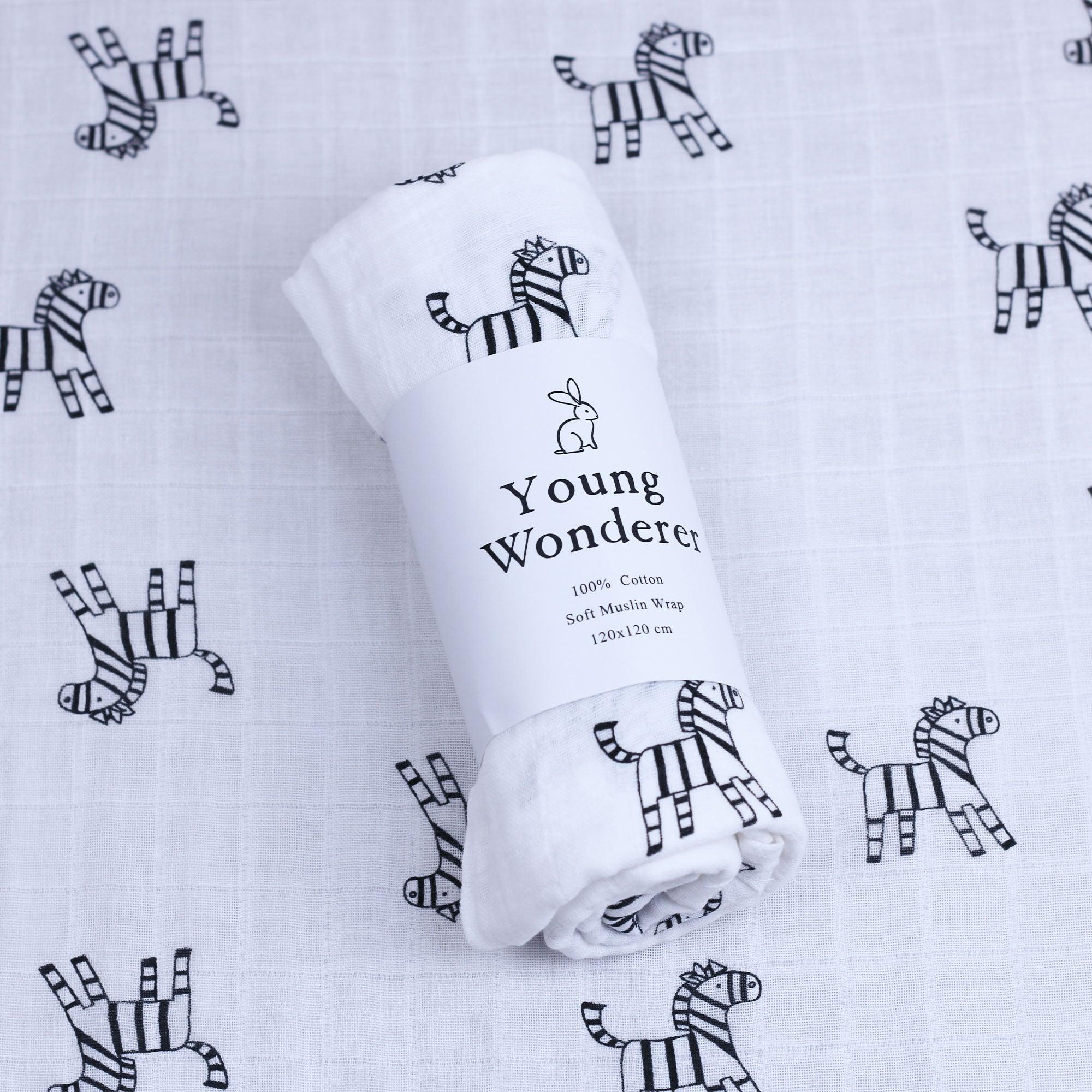 Young Wonderer Organic Muslin Wrap Zebra