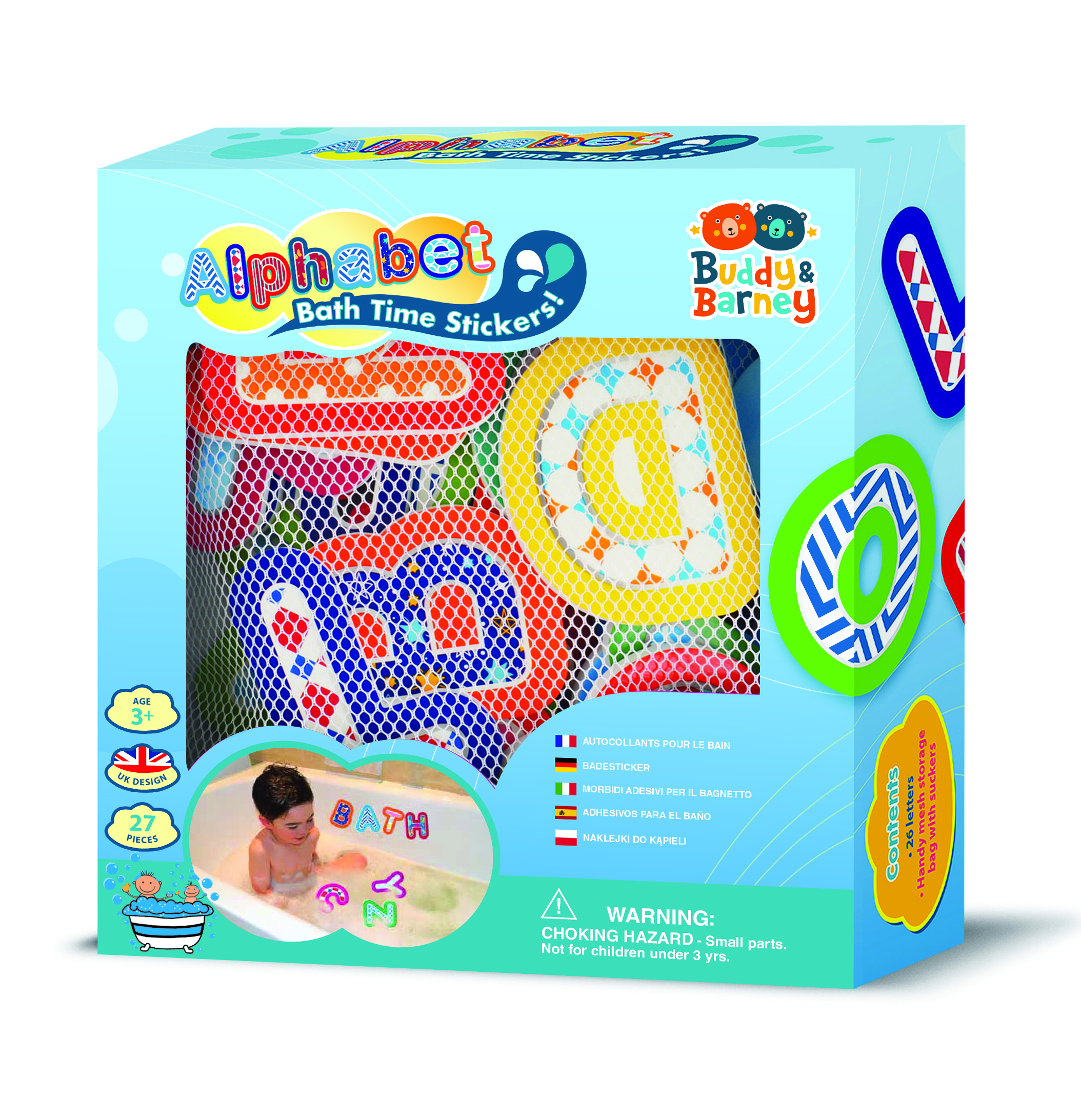 Buddy &amp; Barney Bath Time Stickers Alphabet