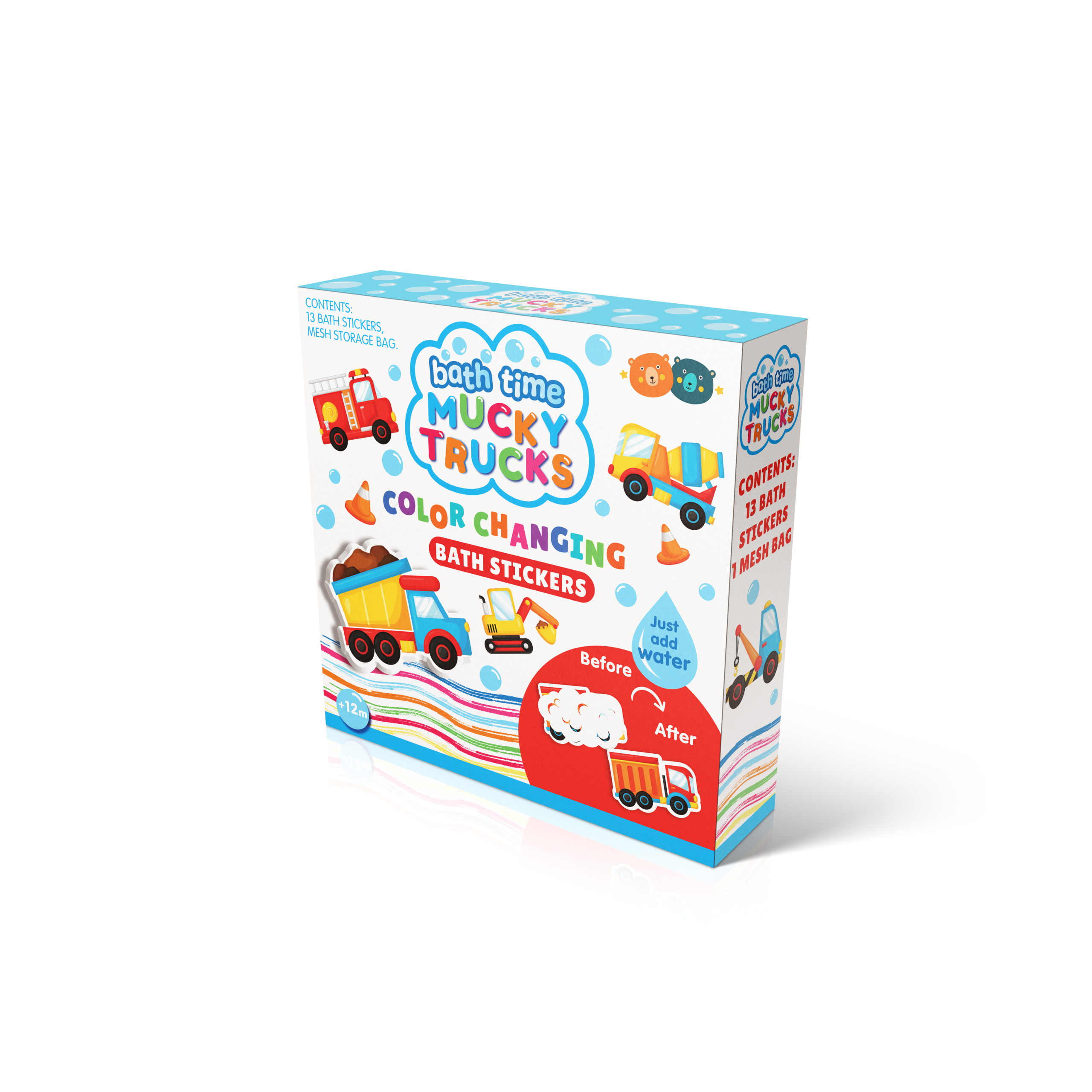 Buddy &amp; Barney Colour Changing Bath Stickers Mucky Trucks