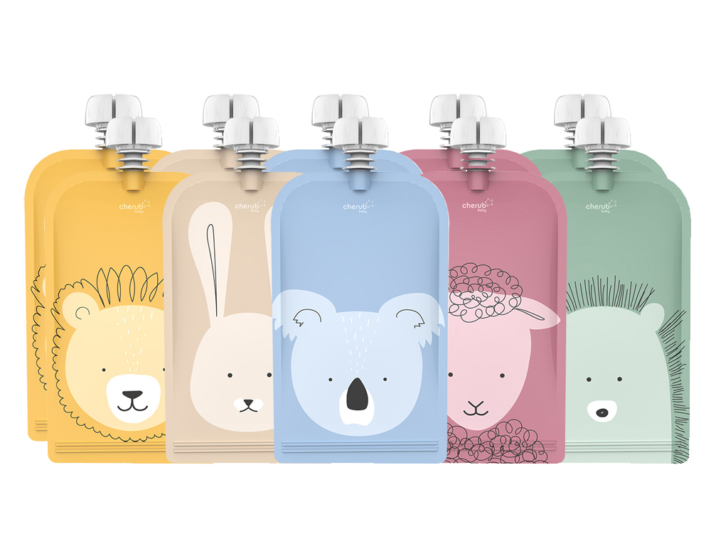 Cherub Baby Reusable Baby Food &amp; Yoghurt Pouches 150ml