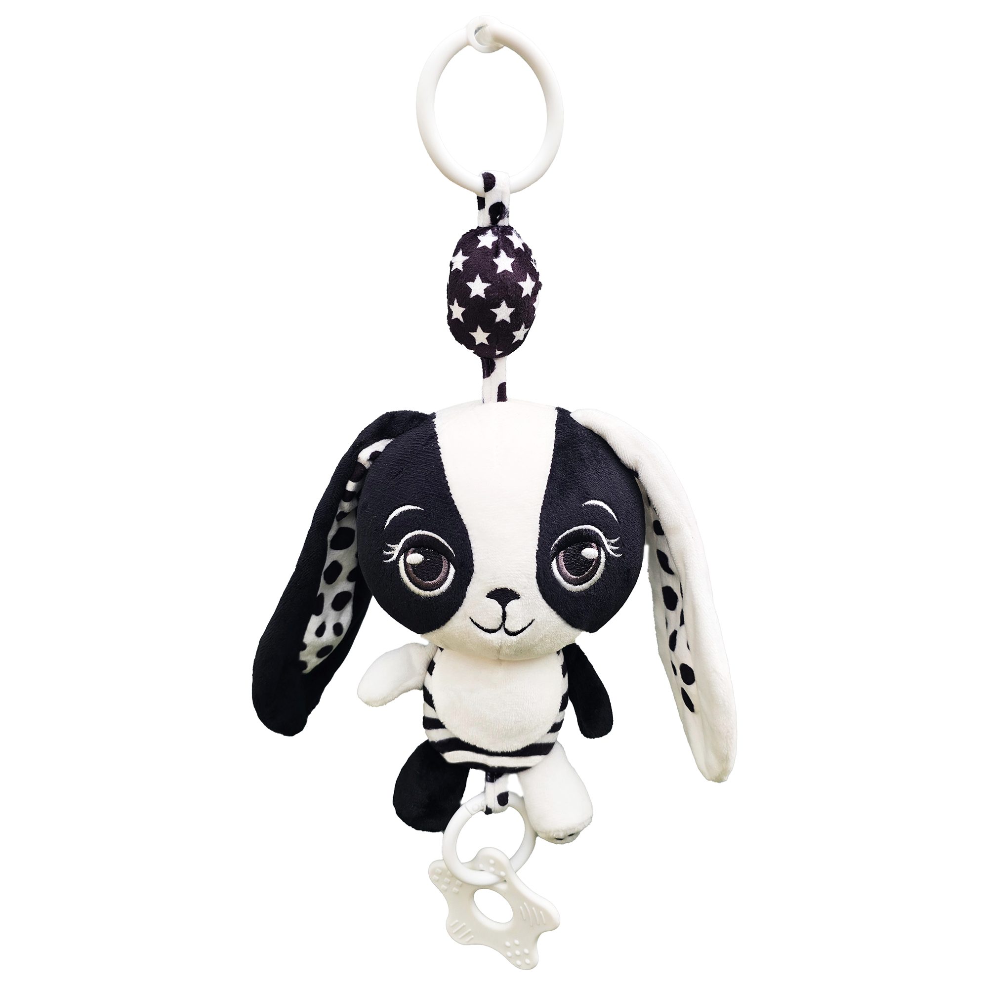 Young Wonderer Billie the Bunny Black and White Hanging Toy